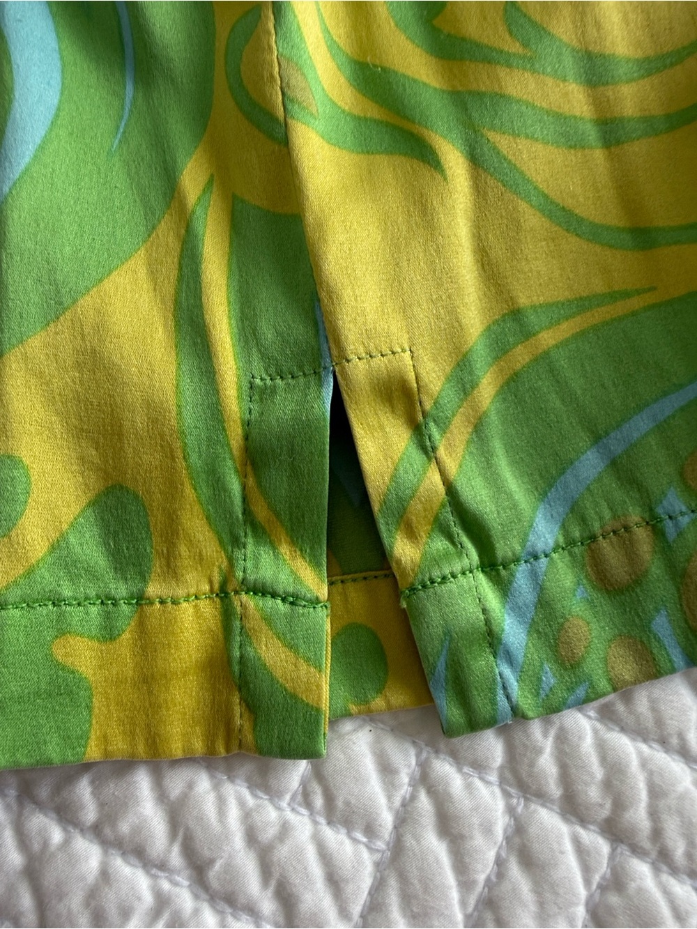 Hugo Buscati Vintage Y2K Lime Green and Teal Long Sleeve Tunic Dress Size 6 Silk - Picture 9 of 11